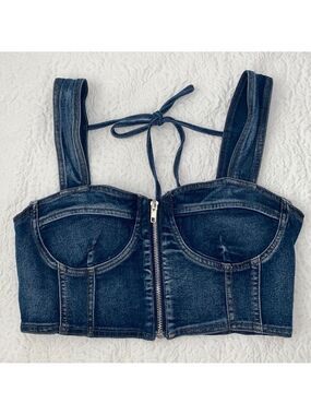 Spring Haze L.A. Zip Up Bustier Denim Top